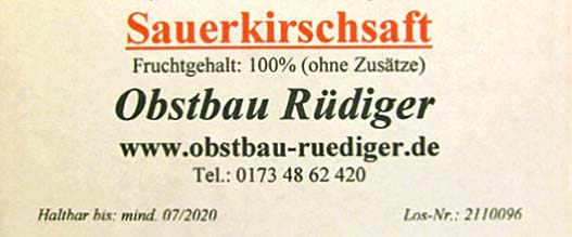 Sauerkirschsaft Obstbau Rüdiger